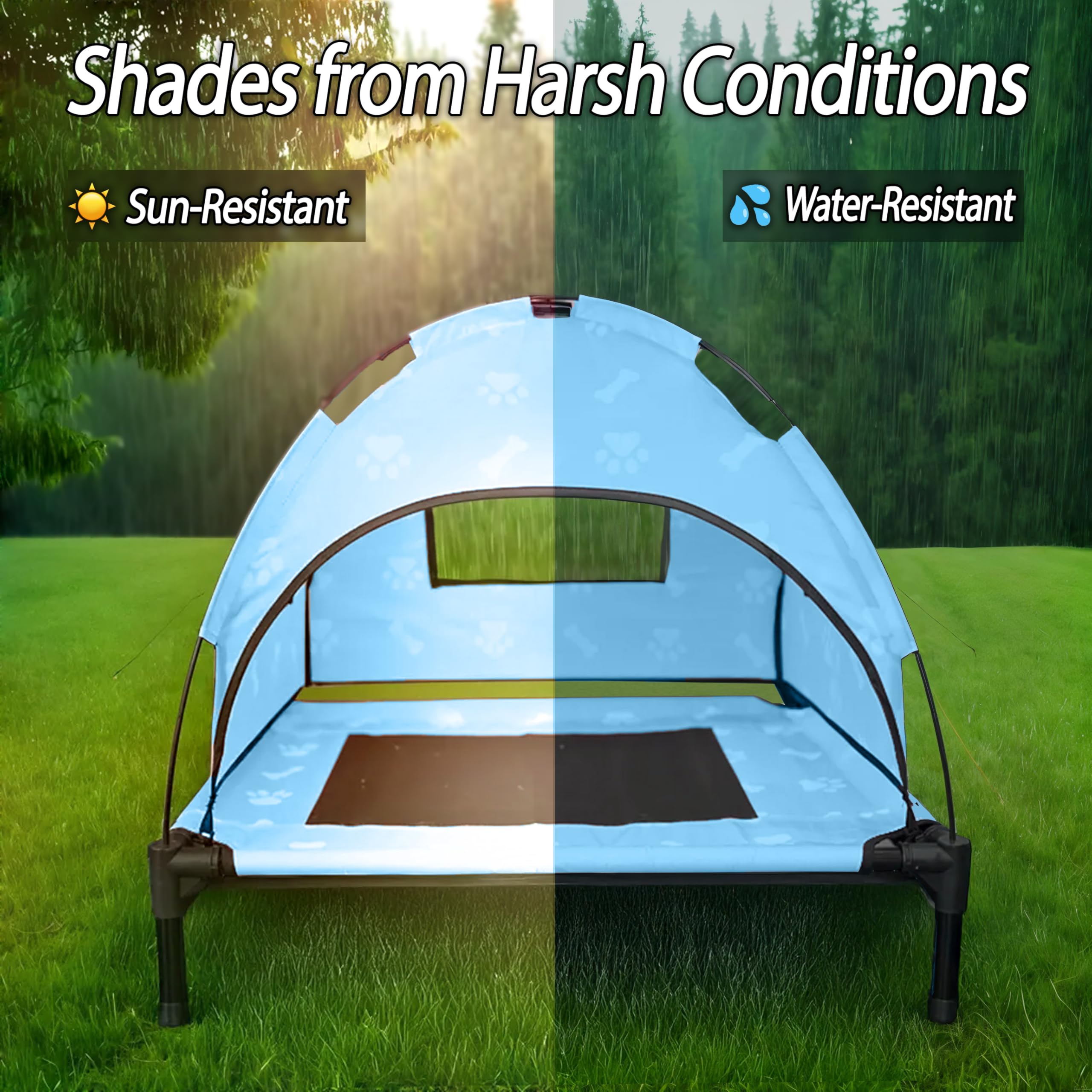 Elevated Covered Dog Bed - 36' X 36' X 30' - Dog Shade Canopy Lounger For Small & Large Dogs (Up To 110 Lbs) - Portable & Dur